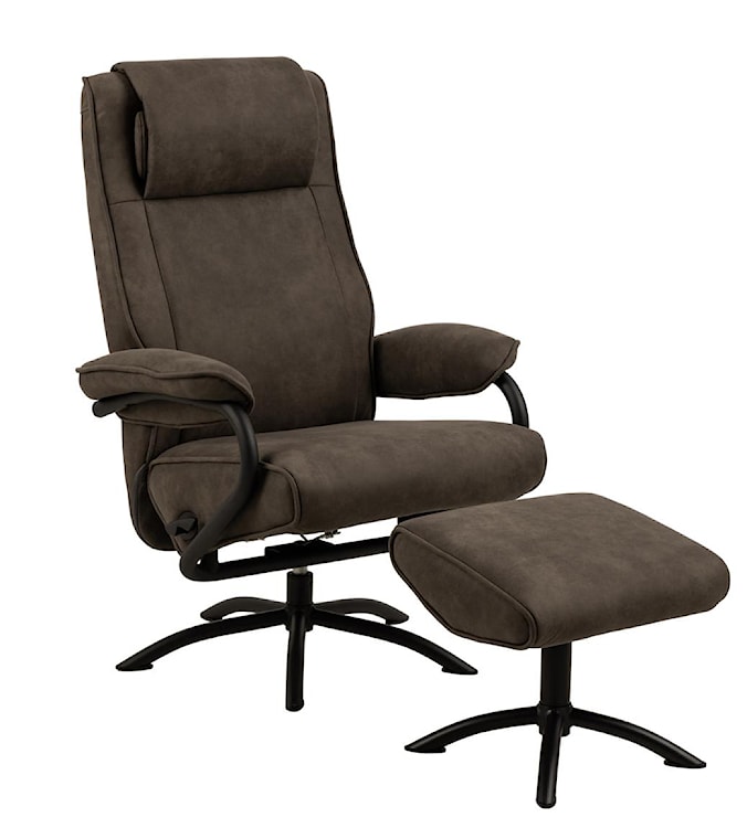 Fotel obrotowy z podnóżkiem Cadisco brązowy z metalową czarną podstawą