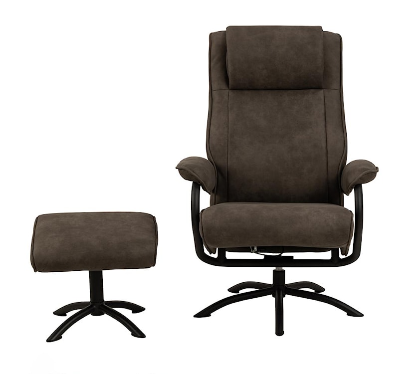 Fotel obrotowy z podnóżkiem Cadisco brązowy z metalową czarną podstawą  - zdjęcie 4