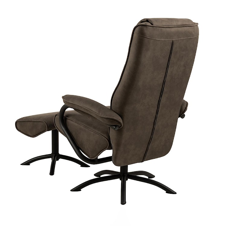 Fotel obrotowy z podnóżkiem Cadisco brązowy z metalową czarną podstawą  - zdjęcie 5