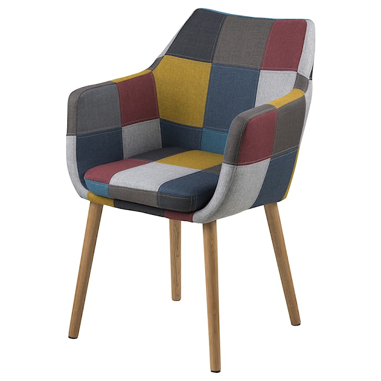 Krzesło tapicerowane z podłokietnikami Marcelio wielokolorowe patchwork