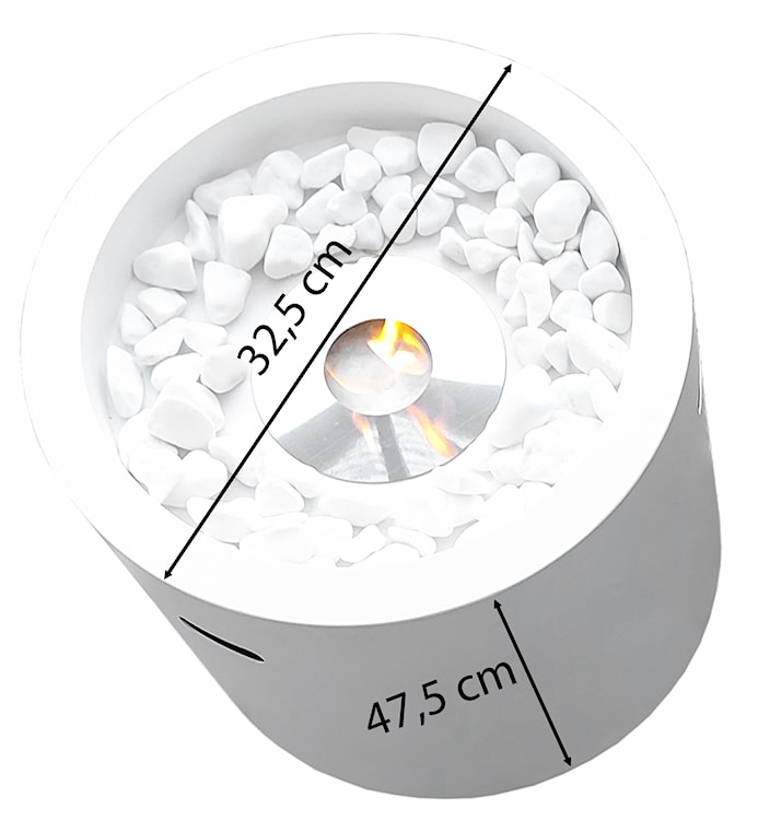 Biokominek wolnostojący Calcone z kamieniami ozdobnymi okrągły o średnicy 32,5 cm biały  - zdjęcie 6