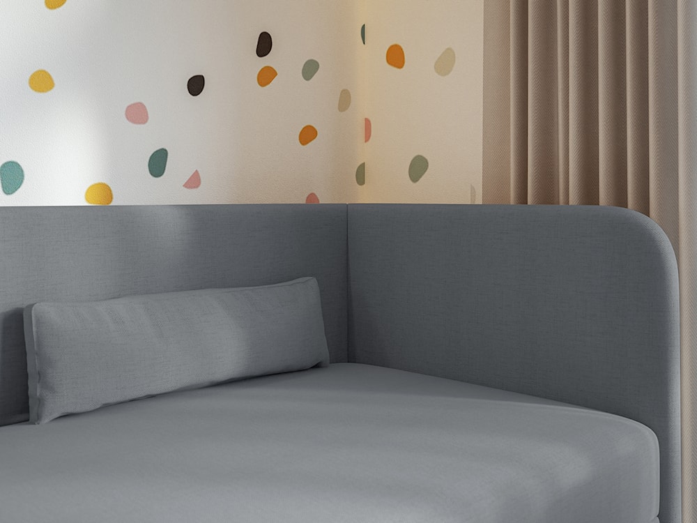 Łóżko młodzieżowe 90x200 cm Calmmo prawostronne z pojemnikiem ciemnoszare szenil hydrofobowy  - zdjęcie 5