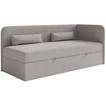 Łóżko młodzieżowe 90x200 cm Calmmo prawostronne z pojemnikiem ciemnobeżowe szenil hydrofobowy