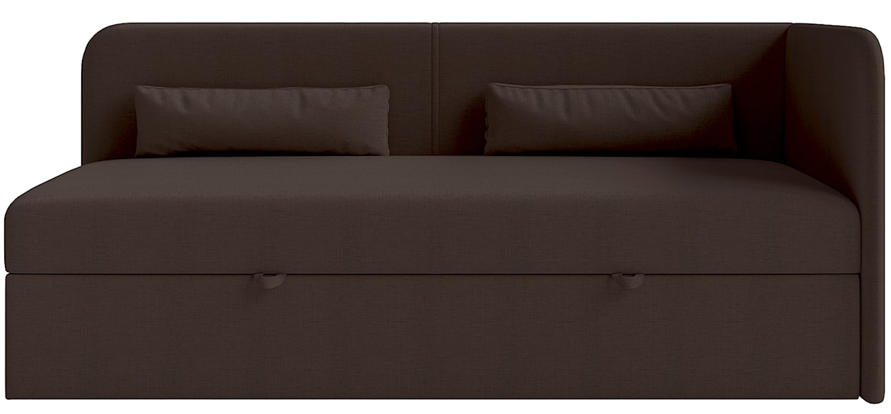 Łóżko młodzieżowe 90x200 cm Calmmo prawostronne z pojemnikiem ciemnobrązowe szenil hydrofobowy  - zdjęcie 6