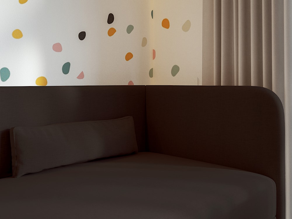 Łóżko młodzieżowe 90x200 cm Calmmo prawostronne z pojemnikiem ciemnobrązowe szenil hydrofobowy  - zdjęcie 5