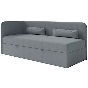 Łóżko młodzieżowe 90x200 cm Calmmo lewostronne z pojemnikiem ciemnoszare szenil hydrofobowy