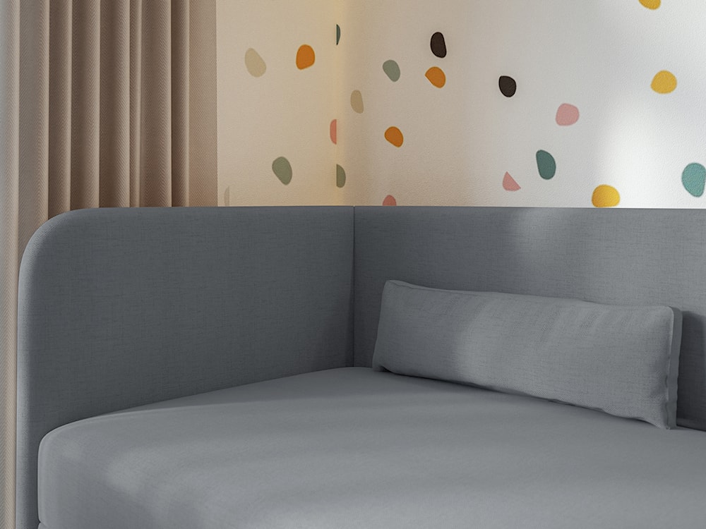 Łóżko młodzieżowe 90x200 cm Calmmo lewostronne z pojemnikiem ciemnoszare szenil hydrofobowy  - zdjęcie 5