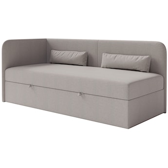 Łóżko młodzieżowe 90x200 cm Calmmo lewostronne z pojemnikiem ciemnobeżowe szenil hydrofobowy