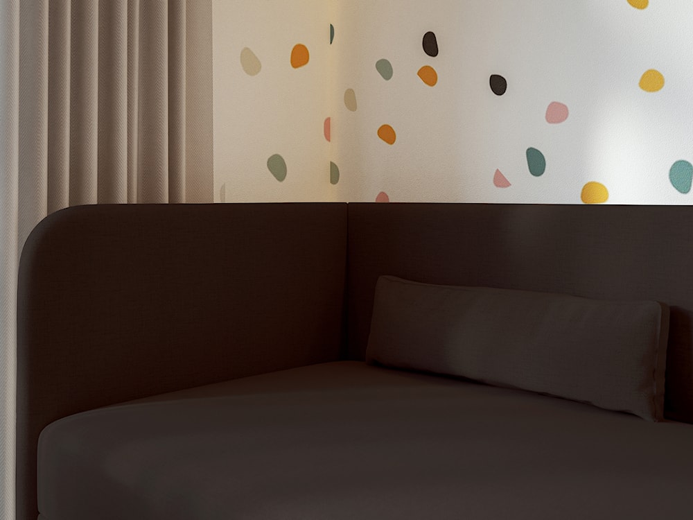 Łóżko młodzieżowe 90x200 cm Calmmo lewostronne z pojemnikiem ciemnobrązowe szenil hydrofobowy  - zdjęcie 5