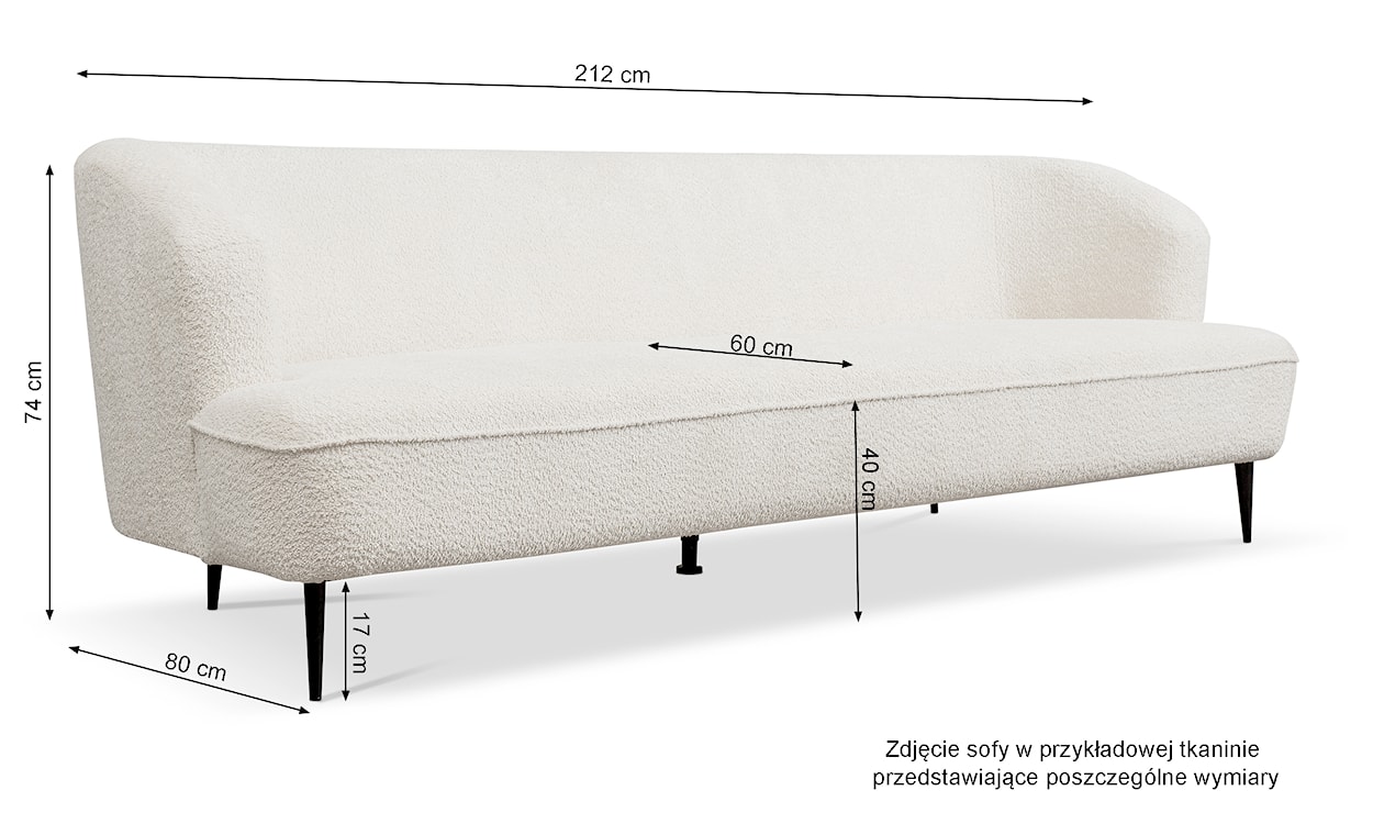 Sofa trzyosobowa Carmela różowa boucle nogi czarne  - zdjęcie 2