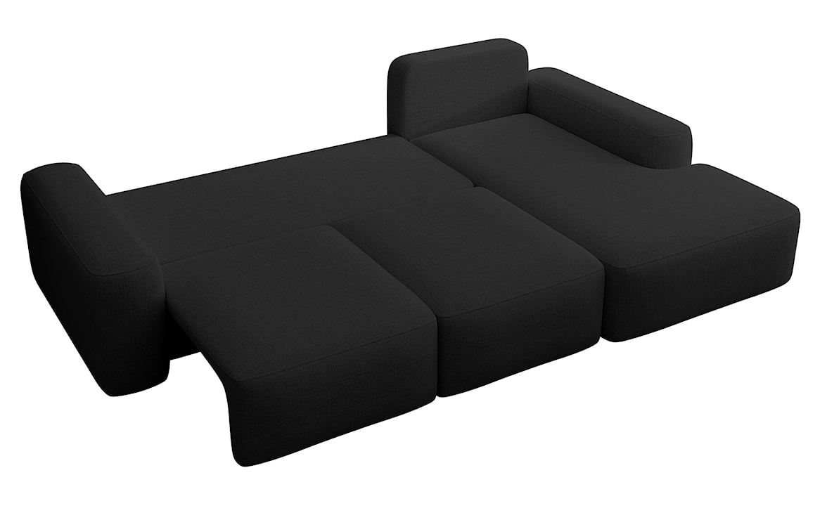 Narożnik z funkcją spania Carnos L-kształtny z dodatkowymi poduszkami lędźwiowymi czarny szenil hydrofobowy prawostronny  - zdjęcie 6