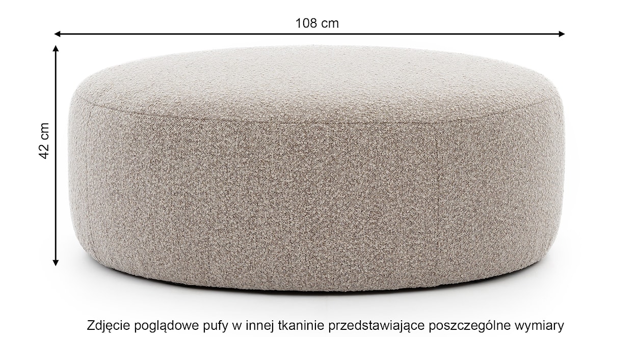 Pufa Castellina okrągła 108 cm kremowa w tkaninie boucle  - zdjęcie 3