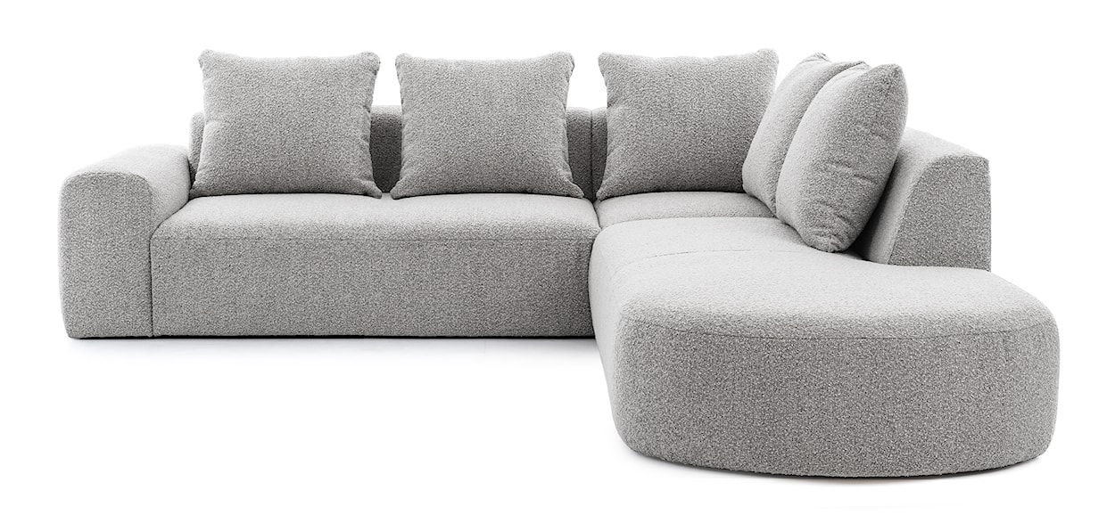 Narożnik modułowy Castellina L-kształtny 255 cm większy szary w tkaninie boucle prawostronny