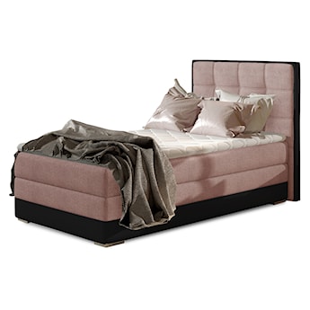 Łóżko kontynentalne Yassan 90x200 cm jednoosobowe z pojemnikiem różowe / czarne welwet / ekoskóra prawostronne