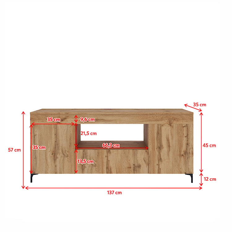 Szafka RTV Gusto 137 cm Dąb lancaster    - zdjęcie 9