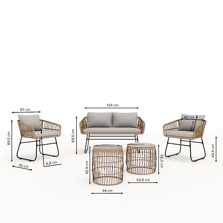 Zestaw mebli ogrodowych Titawin sofa z dwoma fotelami i dwoma stolikami  - zdjęcie 10