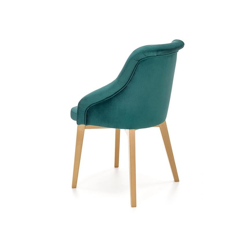 Krzesło tapicerowane Berlas zielony velvet - dąb miodowy  - zdjęcie 2