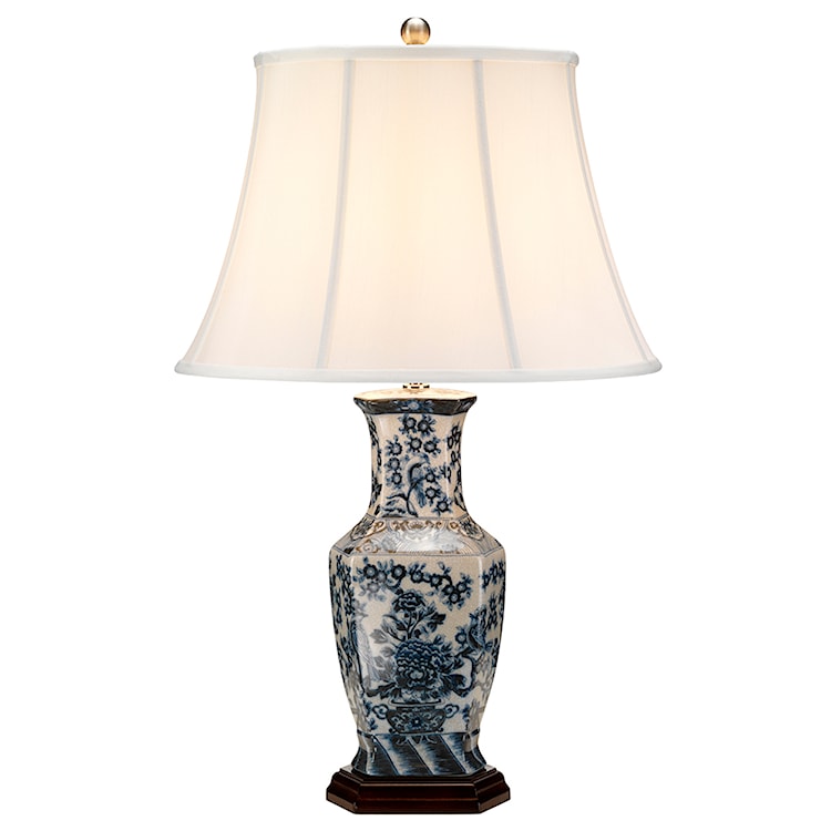 Lampa stołowa Bloen z porcelany klasyczna biała/niebieska  - zdjęcie 3