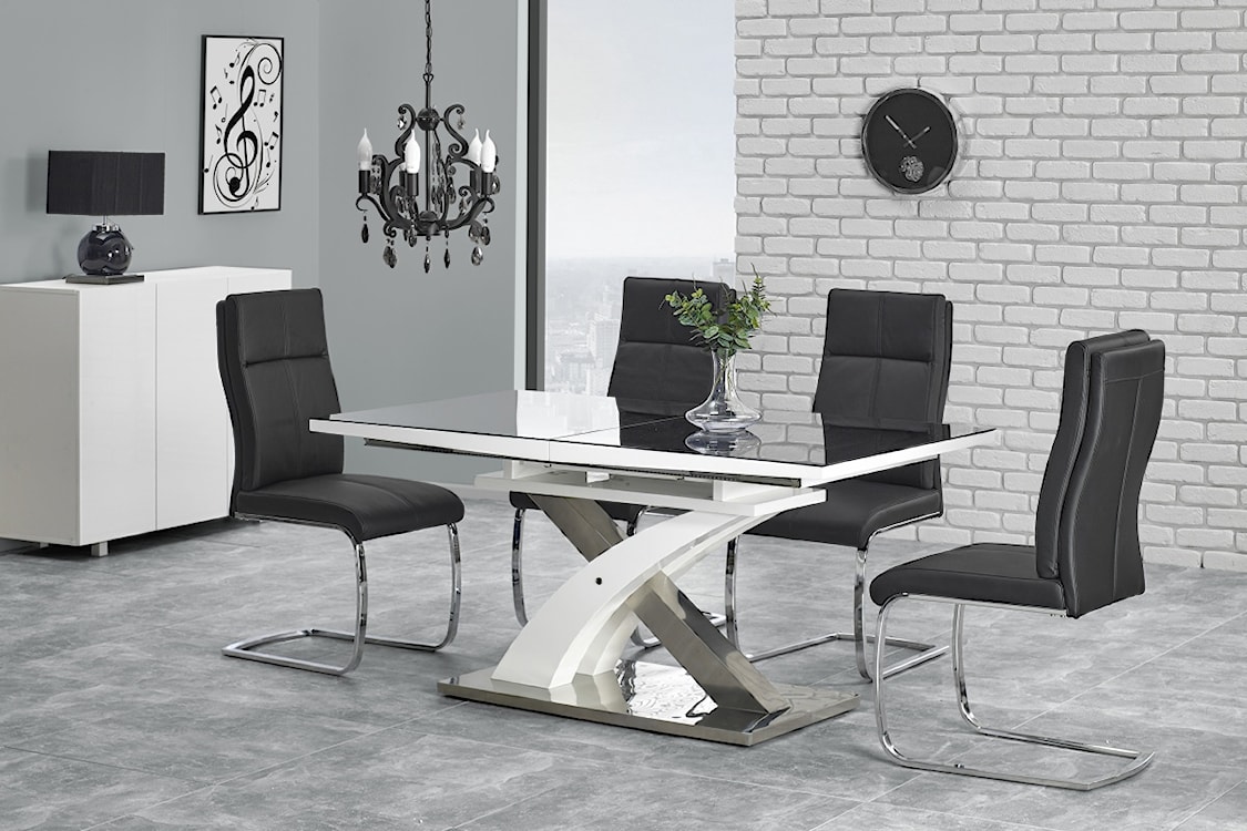 Stół rozkładany Reinosa 160-220x90 cm czarny ze szklanym blatem  - zdjęcie 2