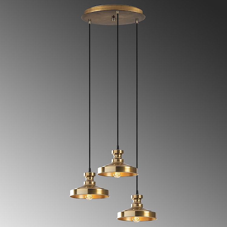 Lampa wisząca Novillian x3 na okrągłej podsufitce złota  - zdjęcie 4