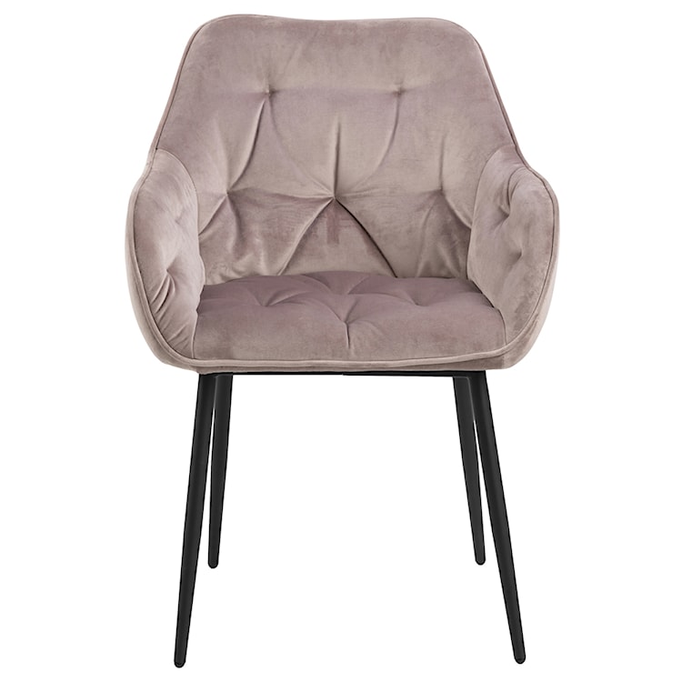Krzesło tapicerowane z podłokietnikami Agamos różowy welur na metalowych nóżkach  - zdjęcie 5