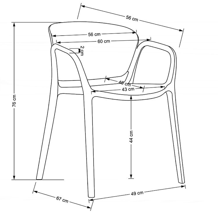 Krzesło z tworzywa Nionine z podłokietnikami czarne  - zdjęcie 9
