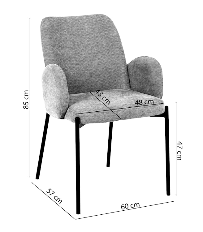 Krzesło tapicerowane Micates z podłokietnikami kremowe  - zdjęcie 17