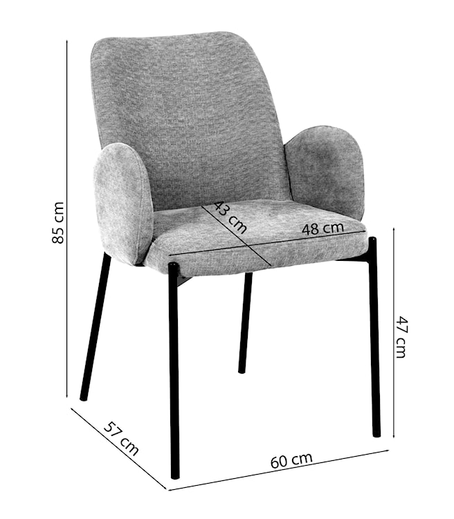 Krzesło tapicerowane Micates z podłokietnikami szaro beżowe  - zdjęcie 11