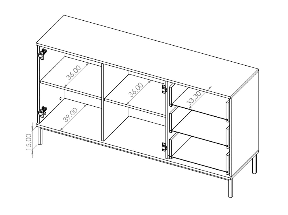 Komoda dwudrzwiowa Lartti 150 cm z trzema szufladami granatowa  - zdjęcie 6