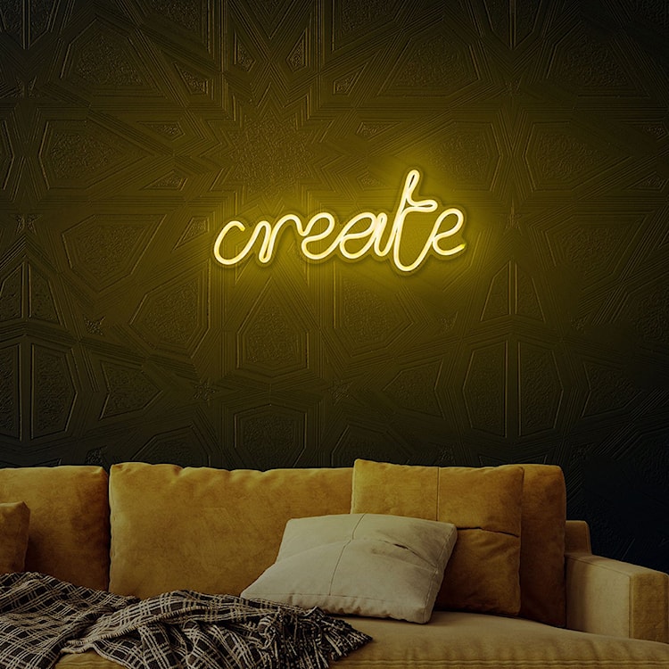 Neon na ścianę Letely z napisem Create żółty  - zdjęcie 4