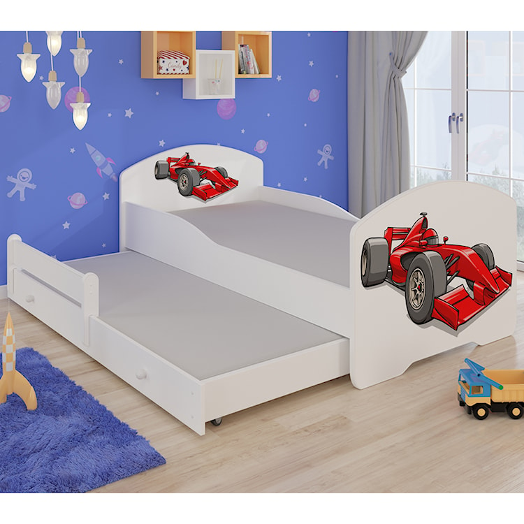 Łóżko dziecięce podwójne Blasius 160x80 cm z samochodem wyścigowym  - zdjęcie 2