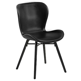 Krzesło tapicerowane Glena czarne z ekoskóry na czarnych nóżkach