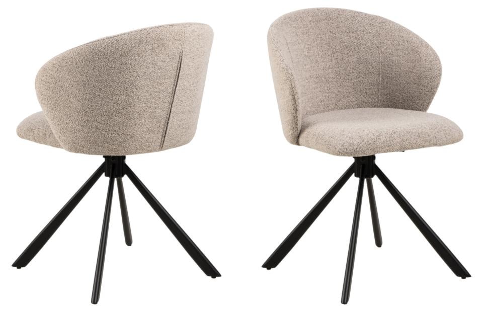 Krzesło do jadalni Cessar tapicerowane obrotowe beżowe tkanina boucle   - zdjęcie 2
