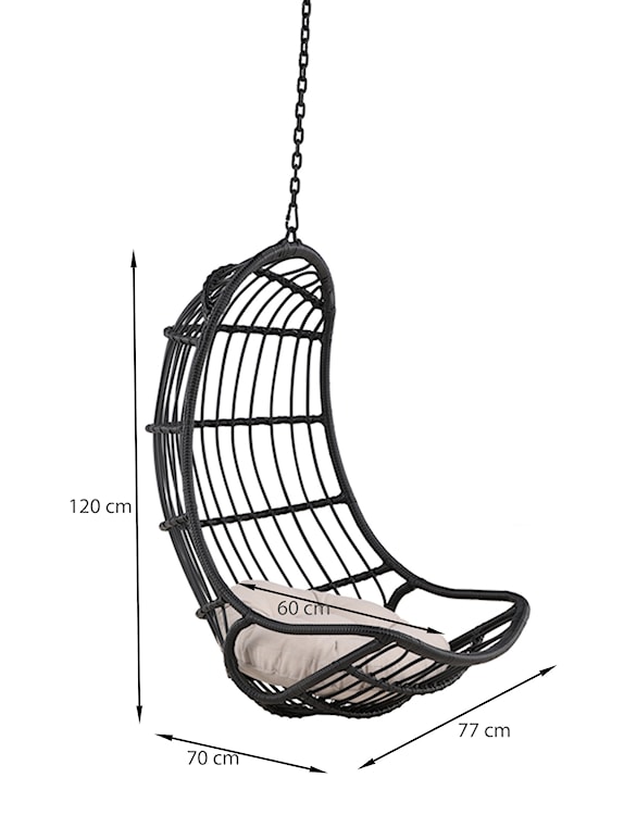 Fotel wiszący Comfordle wiklinowy czarny  - zdjęcie 10