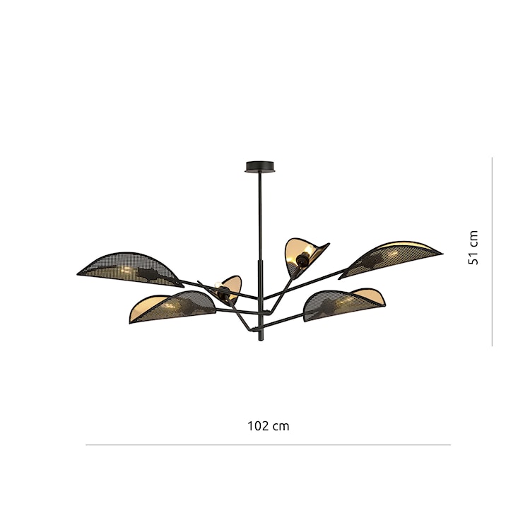 Lampa sufitowa Shintor x6 czarno-złota  - zdjęcie 7
