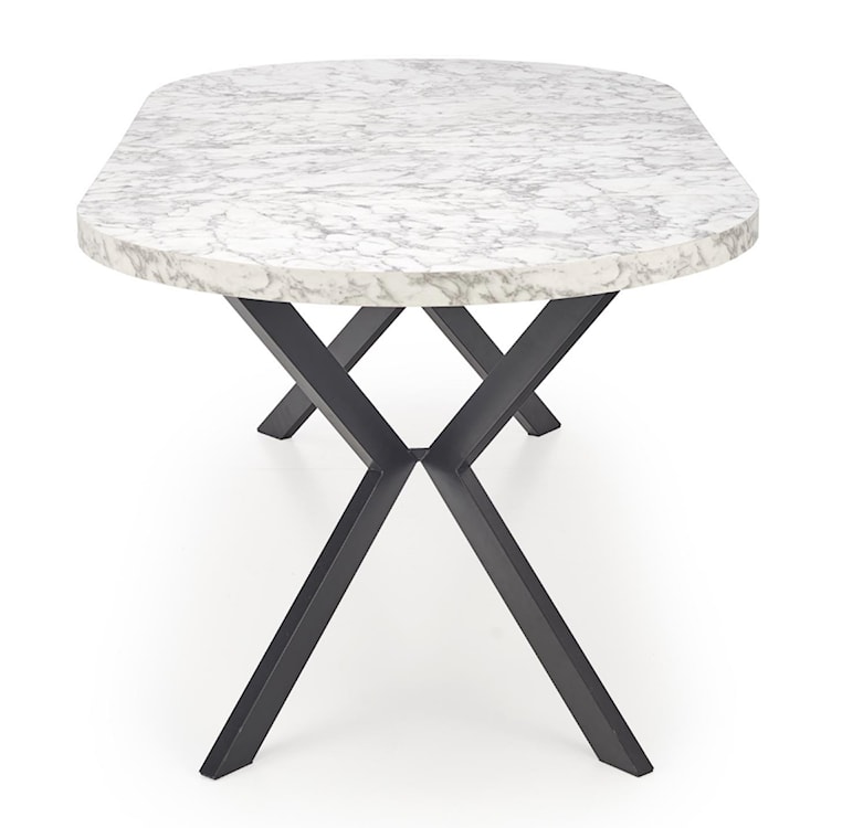 Stół rozkładany Obereler 100-250x100 cm biały marmur/ czarny  - zdjęcie 6