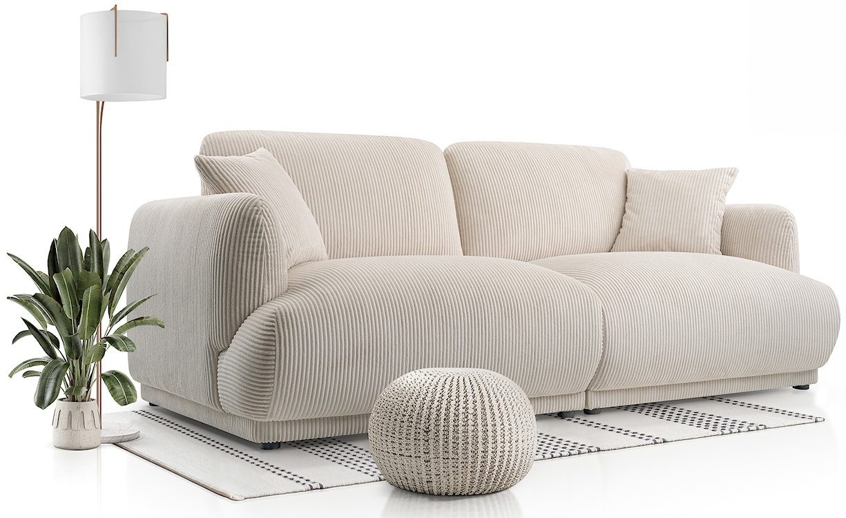Sofa trzyosobowa Chacco jasnobeżowa sztruks  - zdjęcie 2