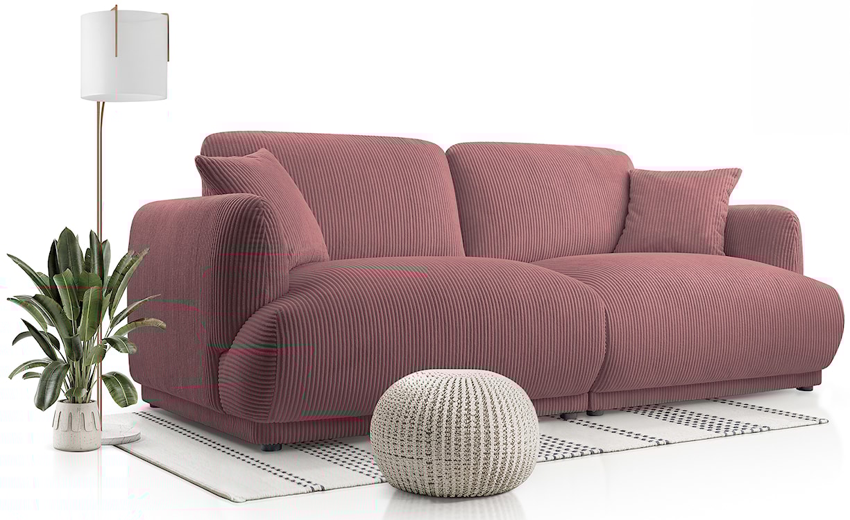 Sofa trzyosobowa Chacco różowa sztruks  - zdjęcie 2