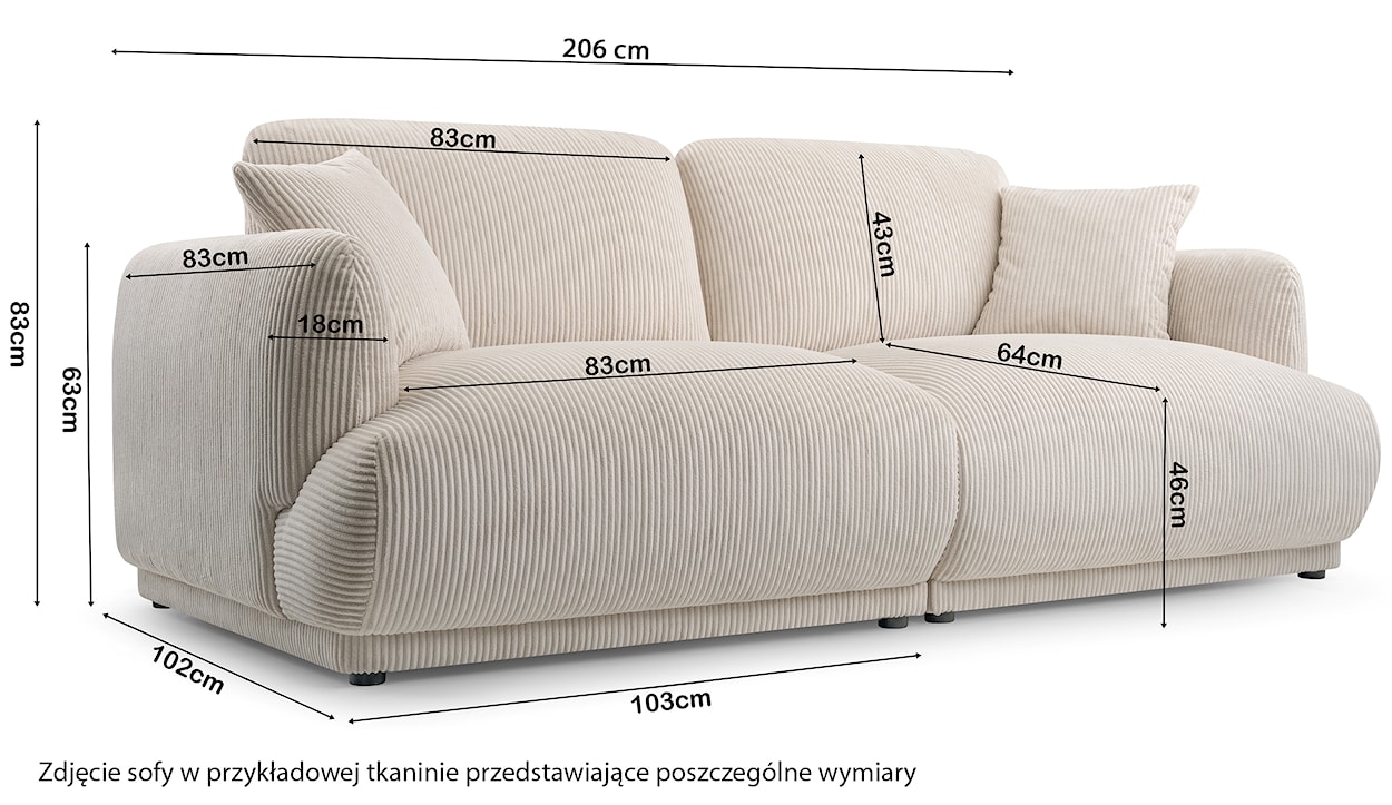 Sofa trzyosobowa Chacco oliwkowa sztruks  - zdjęcie 7
