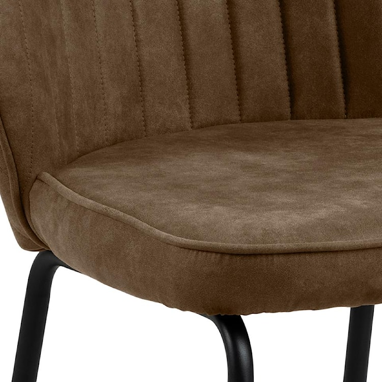 Krzesło tapicerowane Chinmoy jasnobrązowe z oparciem na metalowych nóżkach velvet  - zdjęcie 5