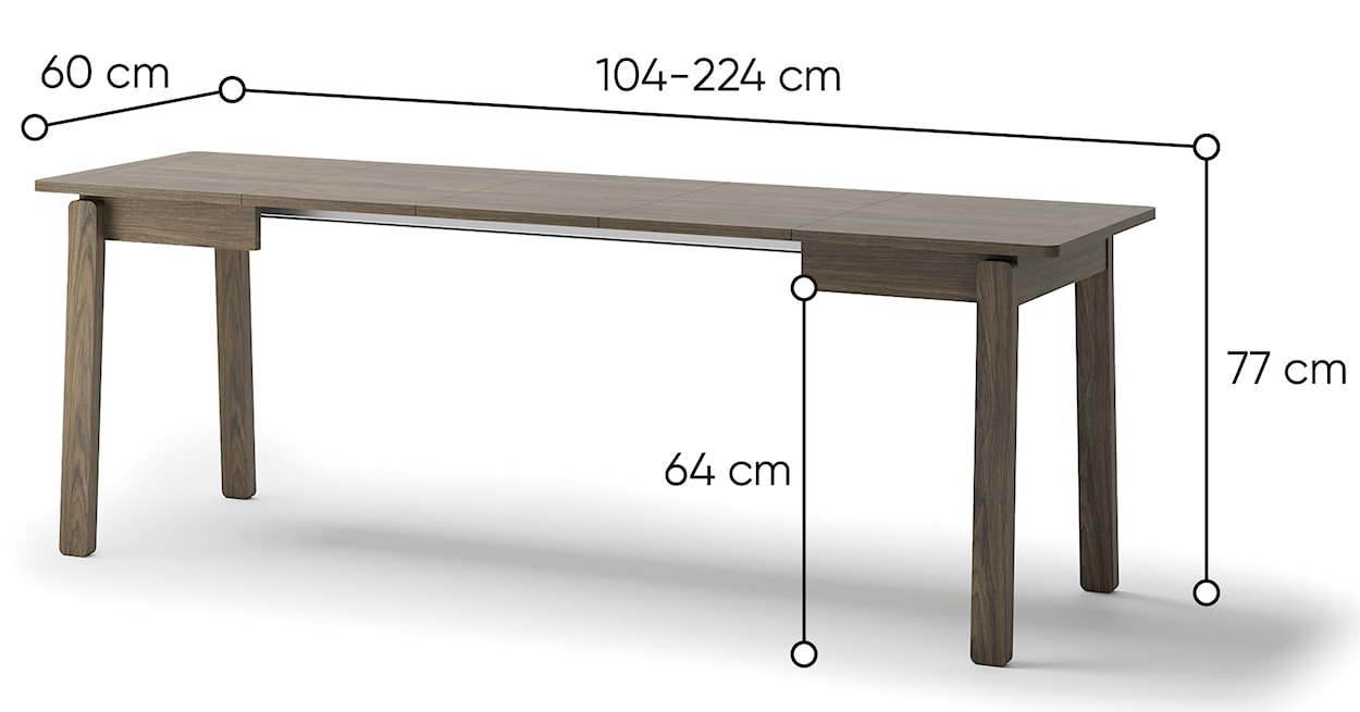 Stół rozkładany Plot 104-224x60 cm dąb ciemny  - zdjęcie 6