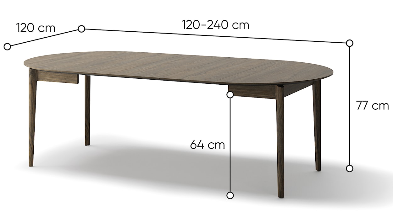 Stół rozkładany Plot 120-240x120 cm dąb ciemny  - zdjęcie 10