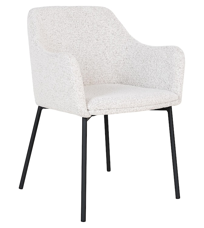 Krzesło tapicerowane Caprelly z podłokietnikami w tkaninie boucle białe