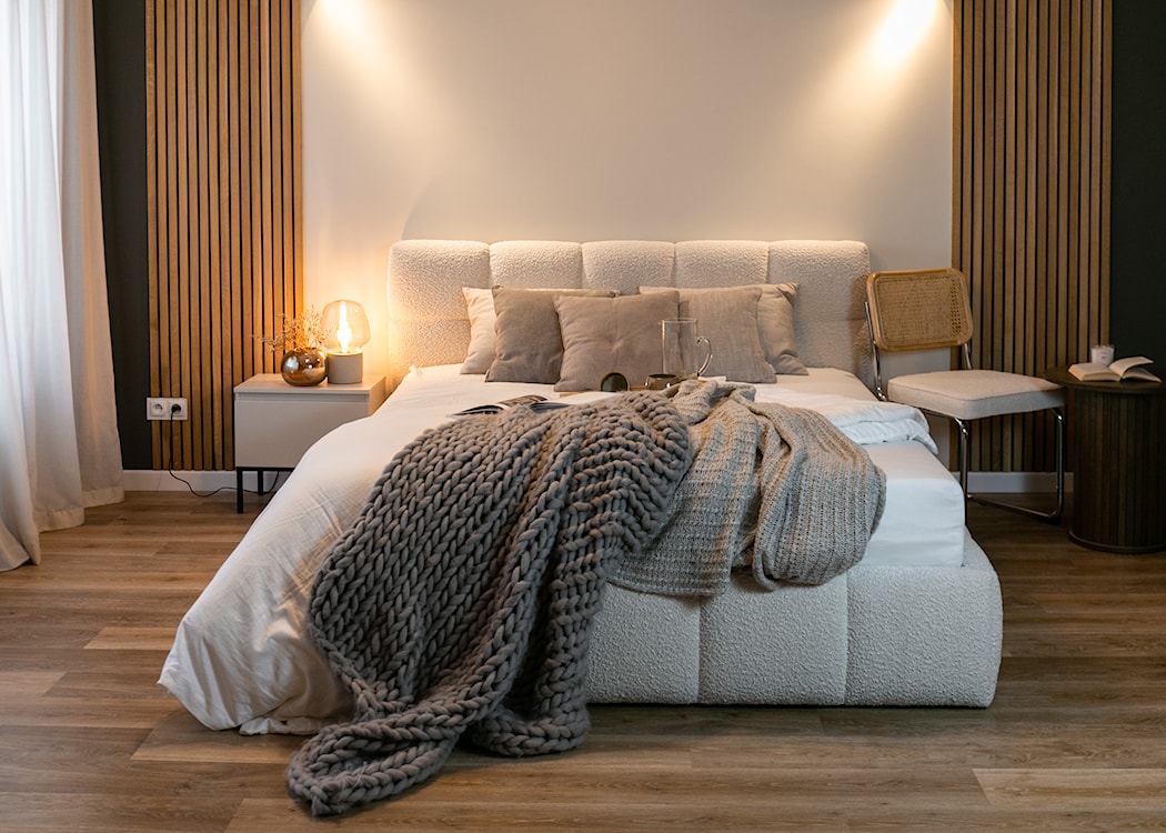 Łóżko tapicerowane 140x200 cm Cloudy z pojemnikiem jasnobeżowe boucle  - zdjęcie 5