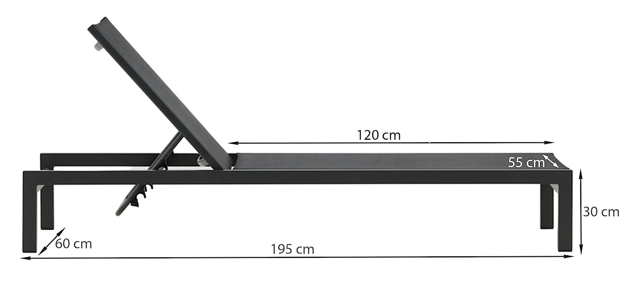 Leżak Costere aluminium czarny  - zdjęcie 8