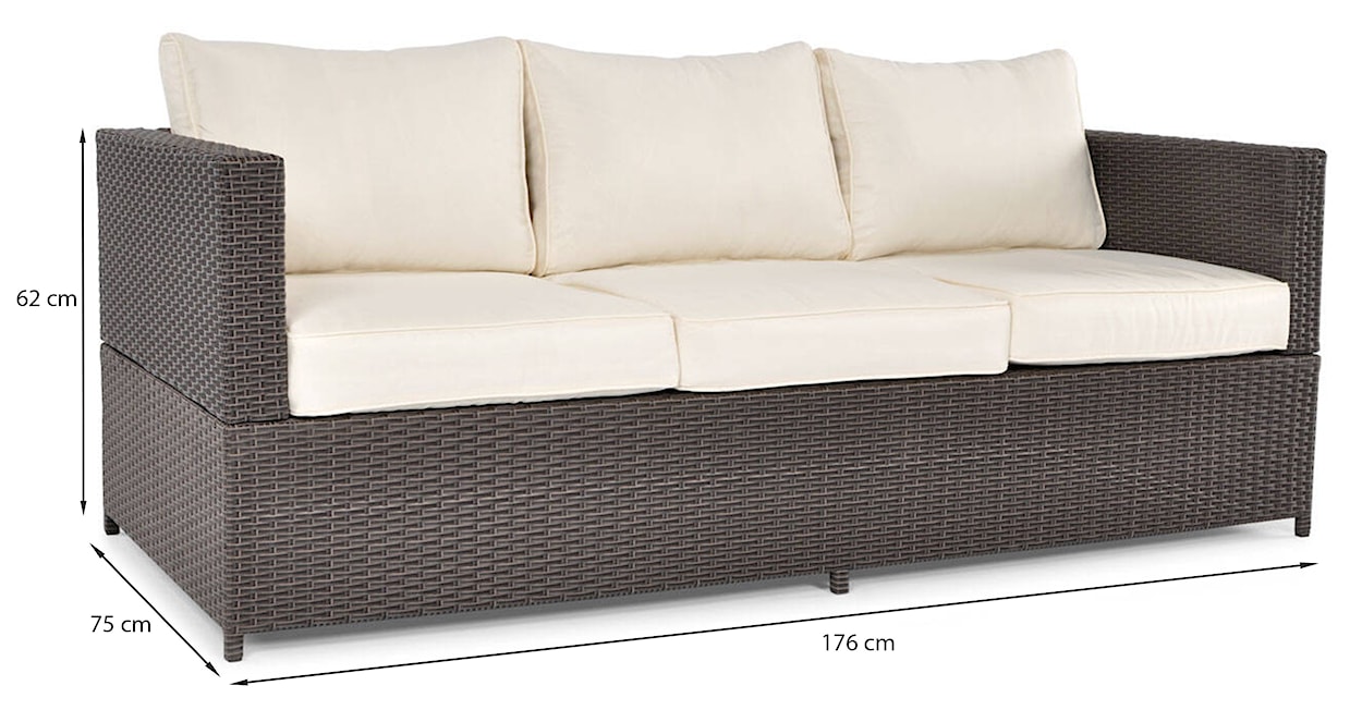 Zestaw mebli ogrodowych Cllands z sofą, dwoma fotelami i podnoszonym stolikiem technorattan brązowy/kremowy  - zdjęcie 12
