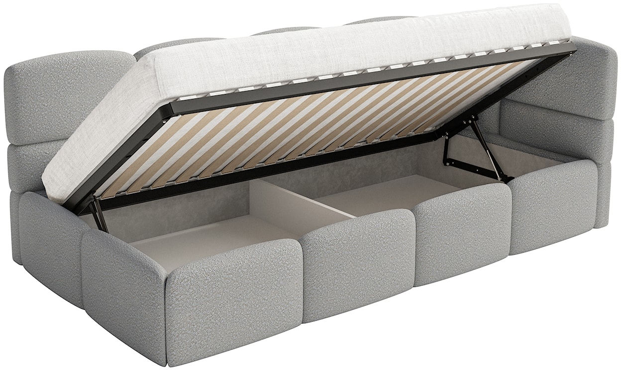 Łóżko młodzieżowe 90x200 cm Cloudy prawostronne z materacem i pojemnikiem szare boucle  - zdjęcie 3