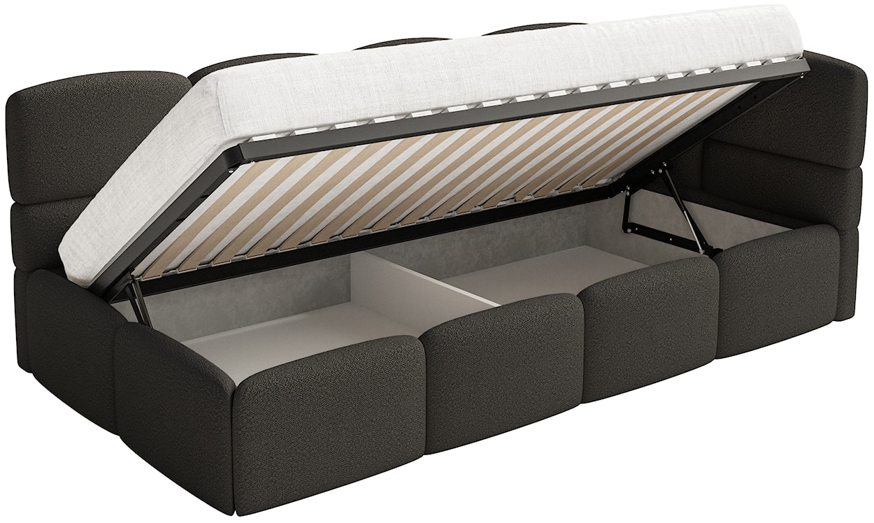 Łóżko młodzieżowe 90x200 cm Cloudy prawostronne z pojemnikiem brązowe boucle  - zdjęcie 3