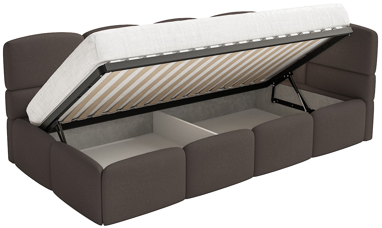 Łóżko młodzieżowe 90x200 cm Cloudy prawostronne z materacem i pojemnikiem brązowe szenil  - zdjęcie 3