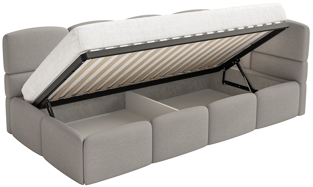 Łóżko młodzieżowe 90x200 cm Cloudy prawostronne z pojemnikiem jasnobrązowe szenil  - zdjęcie 3
